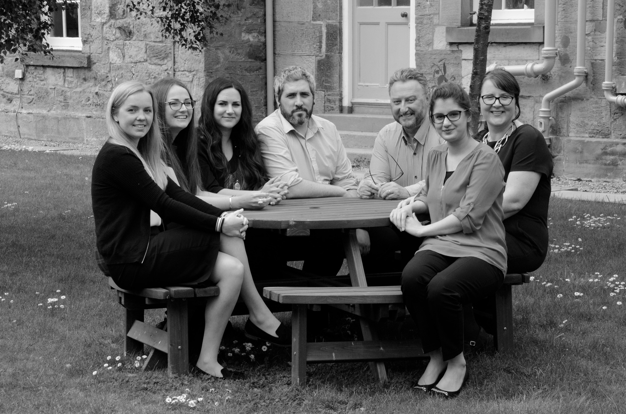 Team In Garden At Table