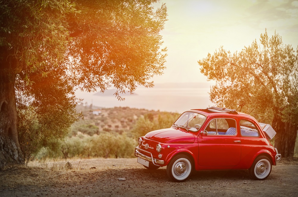 Vintage Car And An Amazing View