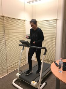 Rebecca running on treadmill