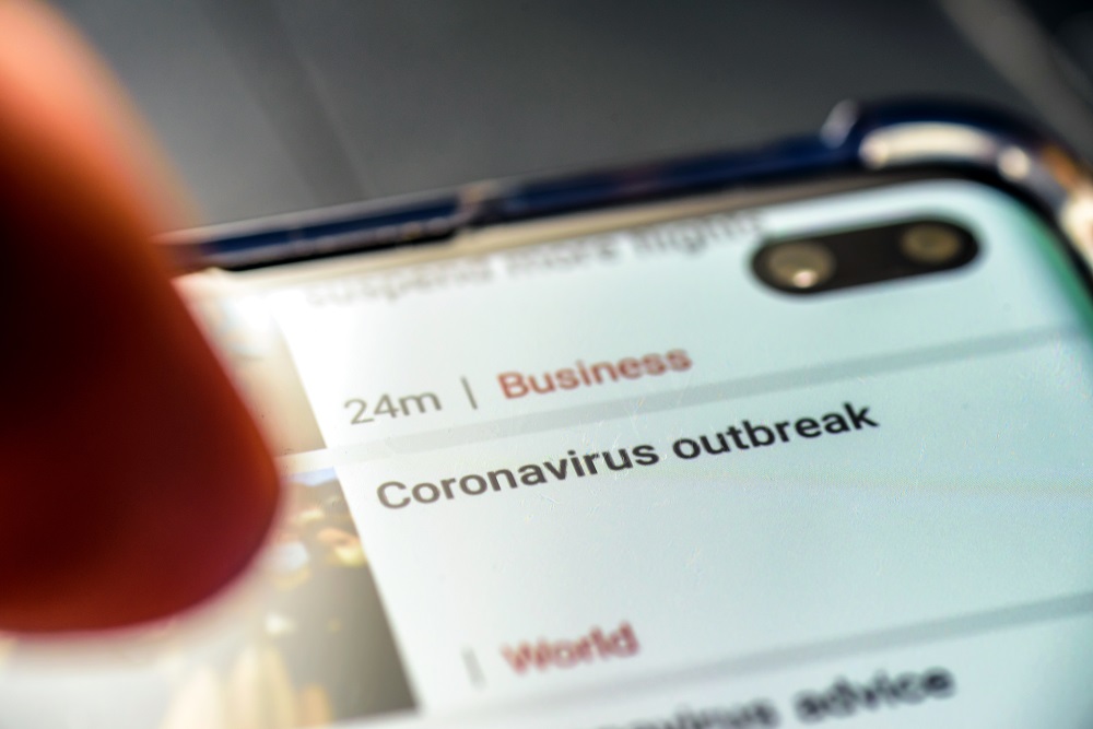 Coronavirus Outbrake Text On Smart Phone Screen